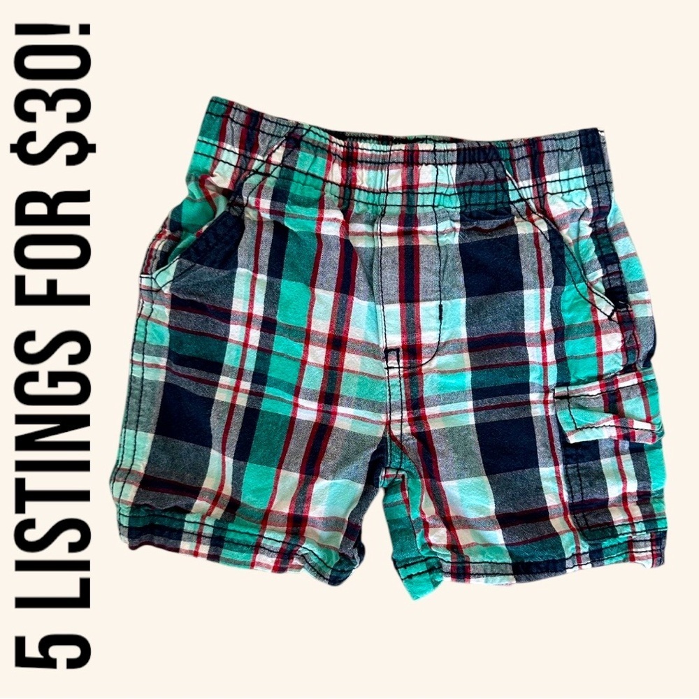 Vintage Toughskins Y2K Baby Boy Plaid Shorts size 12 months 100% Cotton